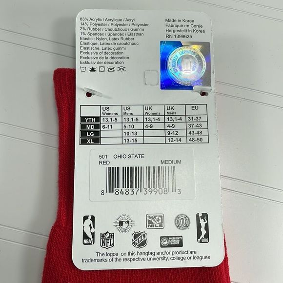 NEW OHIO State Buckeyes OSU NCAA FBF Crush Men's Socks Medium 5-10 - Picture 3 of 3